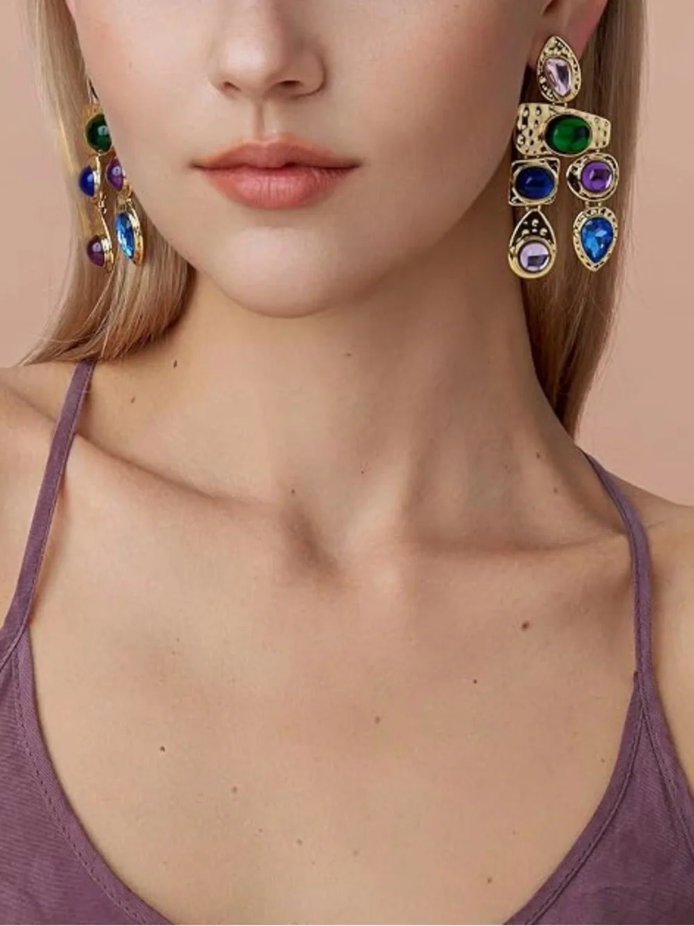 NEW 18K Gold Plated Dangle Boho Gemstone Earrings